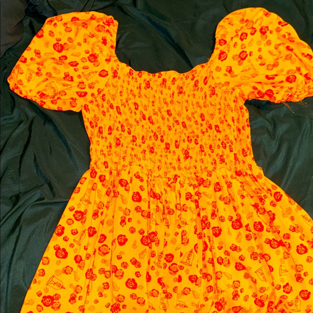 Disney Beauty and the Beast Enchanted Rose Floral Smocked Dress